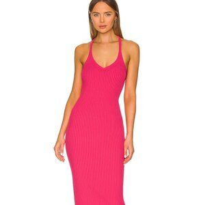 Hot Pink Rib Midi Dress